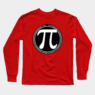 Round Pi symbol White on Black mod long Pi Greek Long Sleeve T-Shirt